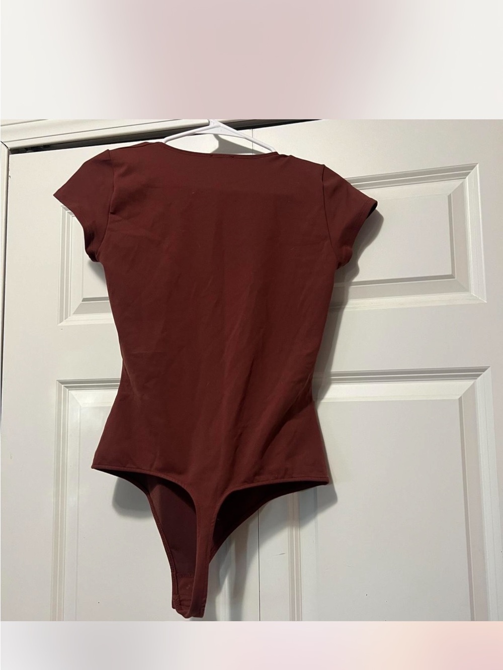 Free People Square Neck Short Sleeve Bodysuit in Deep Brown - Picture 5 of 5